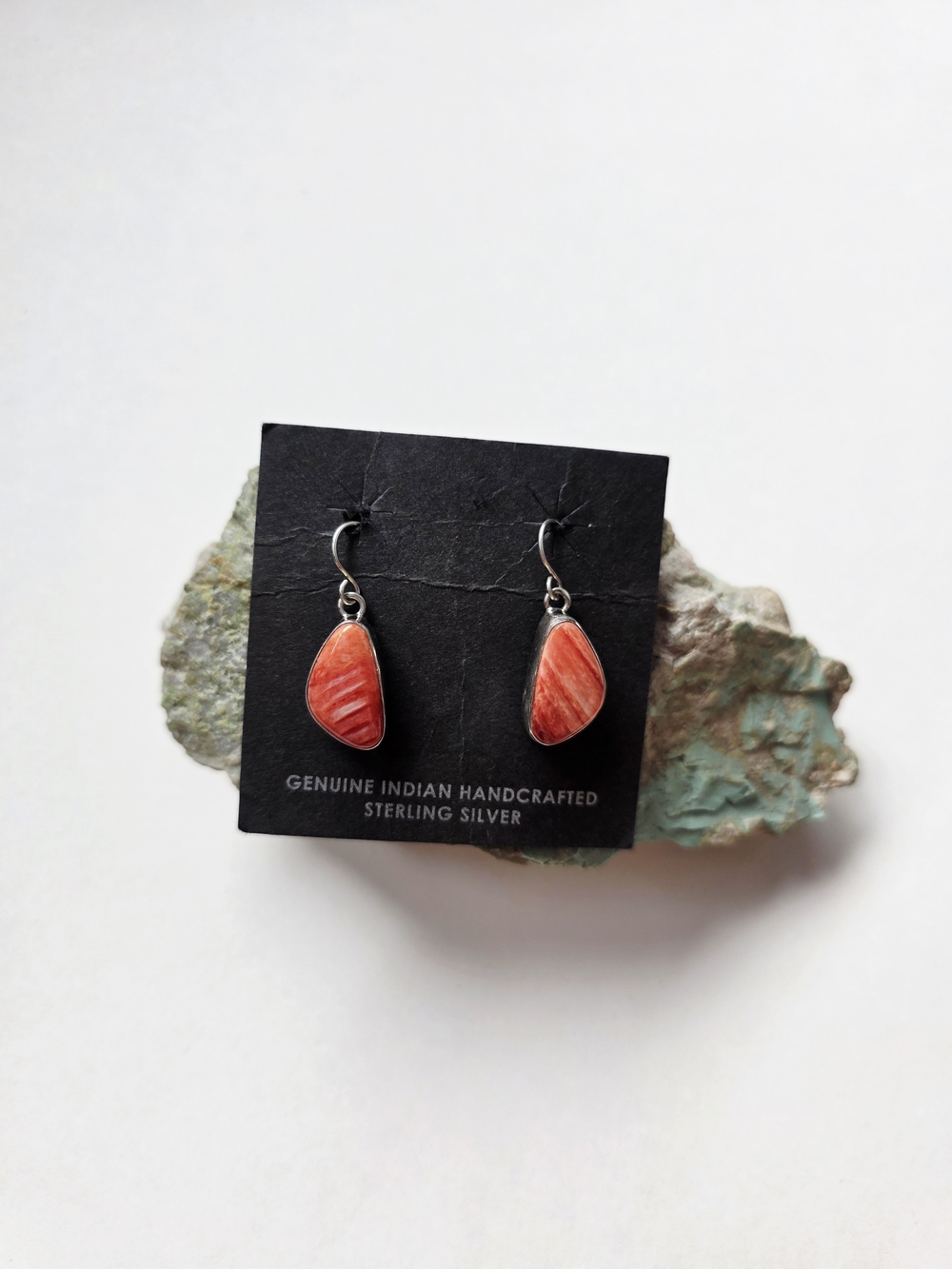 Sterling Silver Red Spiny Oyster Shell Teardrop Earrings